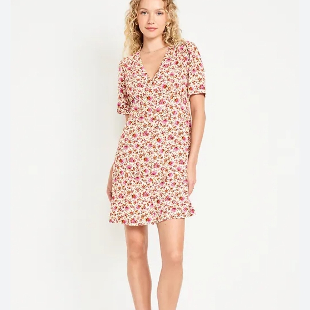 Old Navy Pink Ruffled Mini Sundress V-Neck BNWT